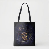 Stylish Blue Gold Venetian Carnival Mask Tote Bag (Voorkant)