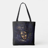 Stylish Blue Gold Venetian Carnival Mask Tote Bag (Achterkant)