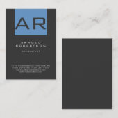 Stylish Blue Grey Trendy Monogram Visitekaartje (Voorkant / Achterkant)