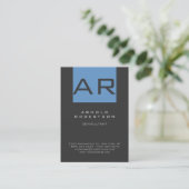 Stylish Blue Grey Trendy Monogram Visitekaartje (Staand voorkant)