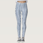 Stylish Blue Hand Painted Striped Yoga Exercise Leggings (Voorkant)