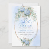 Stylish Blue Hydrangeas Sweet Sixteen Celebration  Kaart (Voorkant)