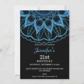 Stylish Blue Mandala Birthday Uitnodiging (Voorkant)