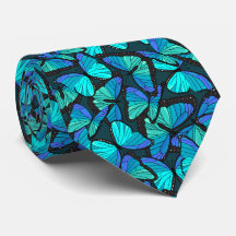 Stylish Blue Morpho Butterflies Patterned Wedding