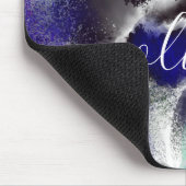 Stylish Blue Paars Floral Signature Monogram Muismat (Hoek)