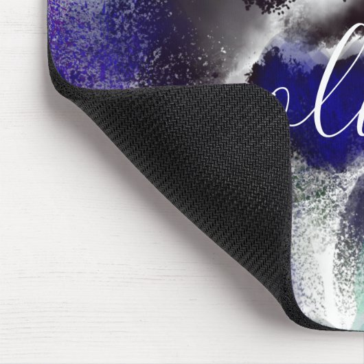 Stylish Blue Paars Floral Signature Monogram Muismat (Hoek)