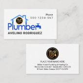 Stylish Blue Plumber Pipes Home Frame Visitekaartje (Voorkant / Achterkant)