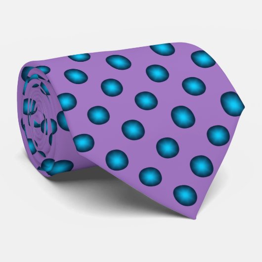 Stylish Blue Polka Dot w. Achtergrond lavender Stropdas (Opgerold)