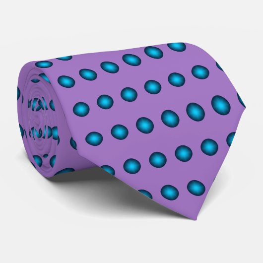 Stylish Blue Polka Dot w. Achtergrond lavender Stropdas (Opgerold)