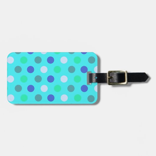 Stylish Blue Polka Dots Bagagelabel (Voorkant horizontaal)
