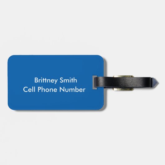 Stylish Blue Polka Dots Bagagelabel (Achterkant horizontaal)