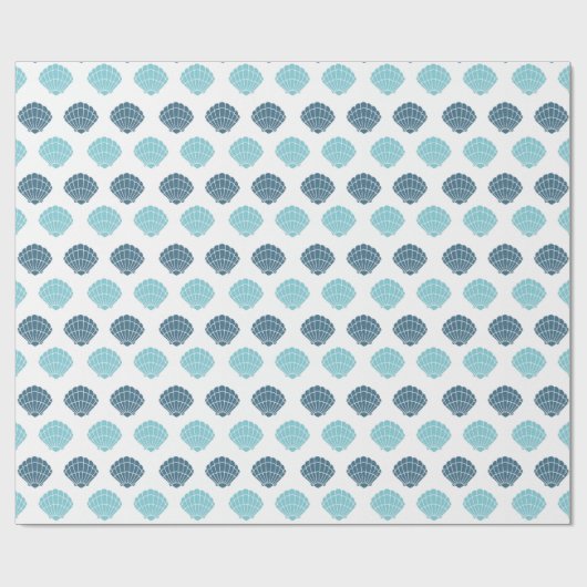 Stylish Blue Seashells Pattern Ocean Beach Theme Cadeaupapier (Vlak)