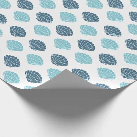 Stylish Blue Seashells Pattern Ocean Beach Theme Cadeaupapier (Hoek)