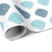 Stylish Blue Seashells Pattern Ocean Beach Theme Cadeaupapier (Rol Hoek)