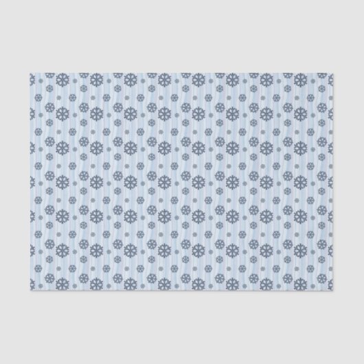 Stylish Blue Snowflake Pattern Tissuepapier (Voorkant)