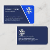 Stylish Blue Trapezium Layers Business Owner Visitekaartje (Voorkant / Achterkant)
