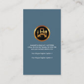 Stylish Blue Tuxedo Suit Waiter Gold Cutlery Visitekaartje (Achterkant)
