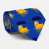 Stylish Blue Umbrella Rubber Ducks Stropdas (Opgerold)