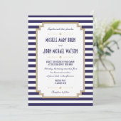 Stylish Blue White Nautical Wedding Invitation Kaart (Staand voorkant)