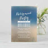 Stylish Blue & White Winter Retirement Party Kaart (Staand voorkant)