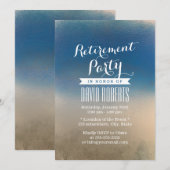 Stylish Blue & White Winter Retirement Party Kaart (Voorkant / Achterkant)