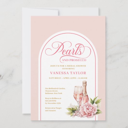 Stylish blush and gold bridal shower invitation kaart (Voorkant)