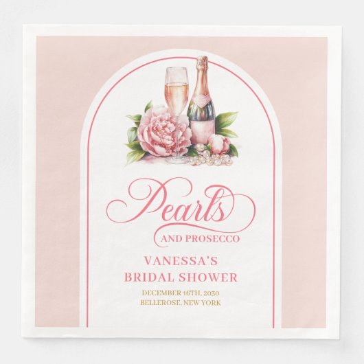 Stylish Blush Gold Pearls Shower Napkin Design Servet (Voorkant)