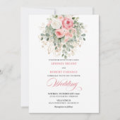 Stylish Blush Peony Gold Glitter Wedding Invites Kaart (Voorkant)