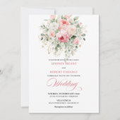 Stylish Blush Peony Greenery Gold Wedding Invite Kaart (Voorkant)