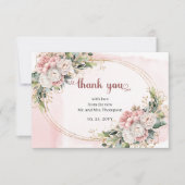 Stylish Blush Pink Floral Greenery Wedding Thank U Bedankkaart (Voorkant)