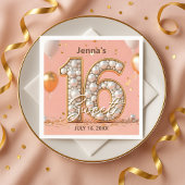Stylish Blush Pink Pearl Gold Sweet 16 Birthday Servet