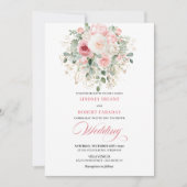 Stylish Blush Rose Gold Glitter Wedding Invitation Kaart (Voorkant)