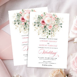 Stylish Blush Rose Gold Glitter Wedding Invitation Kaart