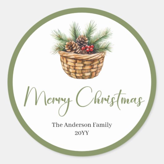 Stylish Bohemian Simple Christmas Envelope Sticker (Voorkant)