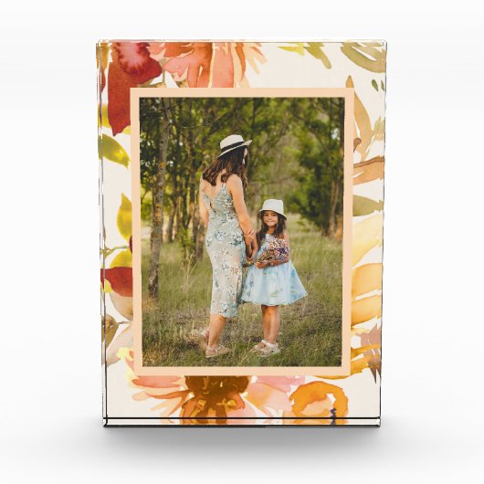 Stylish Boho Autumn Floral Waterverf Custom Fotoblokken (Voorkant)