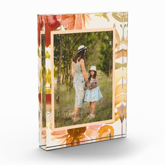 Stylish Boho Autumn Floral Waterverf Custom Fotoblokken (Links)