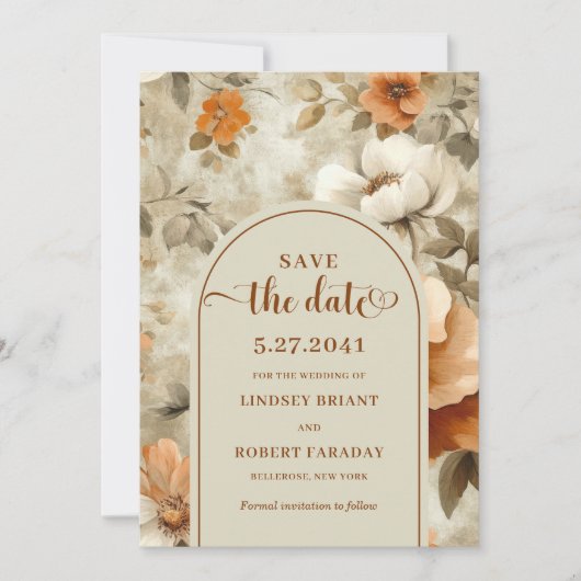 Stylish Boho Earthy Ivory Olive Save The Date Kaart (Voorkant)