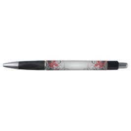 Stylish Boho Leaf Red Black Pen