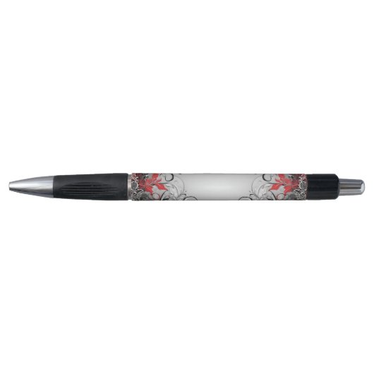 Stylish Boho Leaf Red Black Pen (Voorkant)