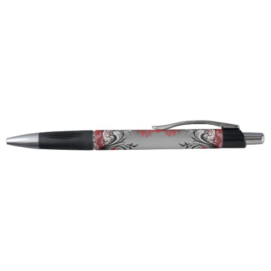 Stylish Boho Leaf Red Black Pen (Bovenkant)