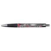 Stylish Boho Leaf Red Black Pen (Achterkant)