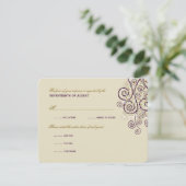 Stylish Boho Paarse Spirals Wedding RSVP Kaart (Staand voorkant)