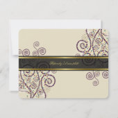 Stylish Boho Paarse Spirals Wedding RSVP Kaart (Achterkant)