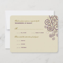 Stylish Boho Paarse Spirals Wedding RSVP Kaart
