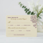 Stylish Boho Paarse Spirals Wedding RSVP Kaart (Staand voorkant)