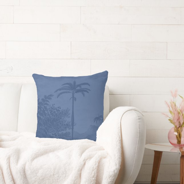 Stylish Boho  Palm Trees Bohemian Blue Kussen (Bank)
