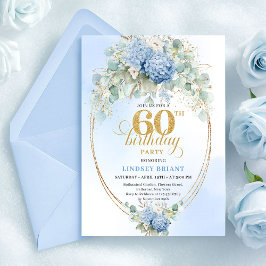 Stylish Boho Pastel Blue Greenery 60th Birthday Kaart