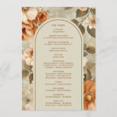 Stylish Boho Rusty Ivory Sage Floral Wedding Plan Programmakaart (Achterkant)
