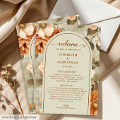 Stylish Boho Rusty Ivory Sage Floral Wedding Plan Programmakaart