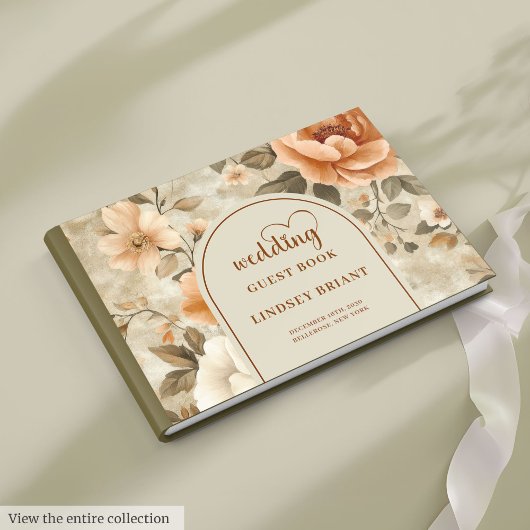 Stylish Boho Terra Cotta Ivory Sage Floral Wedding Gastenboek